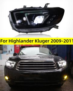 Conjunto de farol automático para highlander 2009-2011 cluger led fonte de luz lente de feixe alto lâmpada de sinal dinâmico