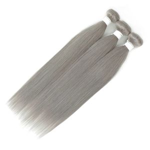 Brazilian Hair Weave Bundles Silver Grey hair weft mink straight 100% Human Extension gray Pre-Colored Remy 100g/pack