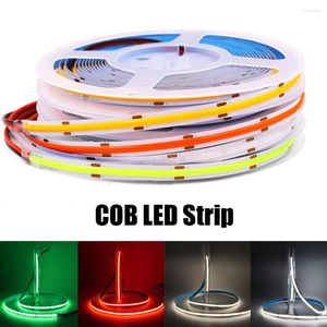 Remsor COB LED -strip Light DC12V 24V hög densitet Flexibel 300/308/384/528 LEDS/M LINEAR RIBBON RED GRÖN BLÅ