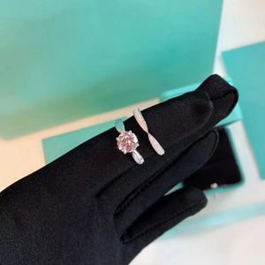 Luxury Band Rings S925 Sterling Silver Designer Two Way In One Narrow Double Circle Zircon Charm Finger Engagement Lovers For Brides Women Wedding Jewelry With Box