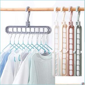 Hangers Racks 9 Hole Mtifunctional Folding Hangers Space Saving 360 Rotating Magic Hanger Home Wardrobe Drying Clothes Storage Rac Dhe8U