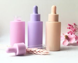 収納ボトル30 ml 1オンスフロストマパンクホワイトパープルエッセンシャルオイルガラスドロッパーボトルと美しいふた