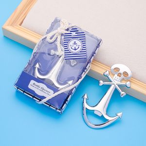 50st Creative New Wedding Favors Skull Anchor Design Silver Polished Wine Bottle Opener i Elegant Present Box Adventure Theme Party Party Party