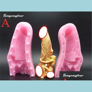 Moldes de cozimento 3D Beauty criativa Holding Penis Sile Mold Diy Fazendo sabão Candle Kitchen Baking Sugar Chocolate Cake Tool Dhz5h