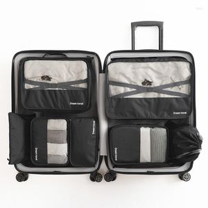 Duffel Bags 7pcs/Set Erkekler Seyahat Su geçirmez Paketleme Küp Taşınabilir Giysiler İç çamaşırı Ayakkabı Sıralama Organizatör Kadınlar El Bagaj Aksesuar