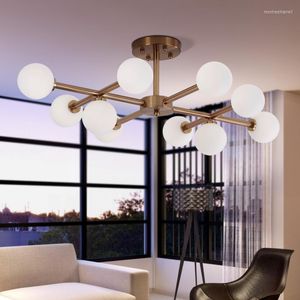 Pendant Lamps L61-Nordic Modern Minimalist Wrought Iron Glass Chandeliers Warm Bedroom Personalized Creative Dining Room Ceiling