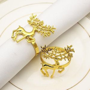 Christmas Decorations Alloy Reindeer Napkin Ring Holders Xmas Table Decoration For Home Wedding Restaurant Party Dinner Decor Wholesale