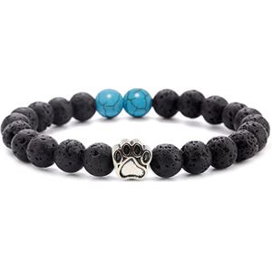 8MM Natural Turquoise Tiger Eye Stretch Beaded Bracelet Essential Oil Diffuser Dog Lover Paw Charm Pet Memorial Bracelet