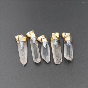 Pendant Necklaces Natural Gems Chakra Stone Clear Crystal Pillar Aquamarines Column Reiki Pendants Nickles For Women Jewelry Making