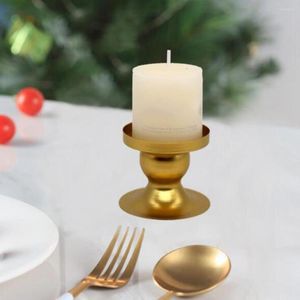 Candle Holders Round Iron Holder Gold Decorative Pillar Stand Tray