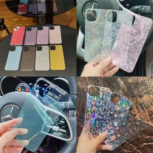 Laserklisterm￤rke Kort DIY Telefonfodral Foder Lattice PVC Paper f￶r iPhone 14 Pro Max Plus iPhone14 13 12 11 X Xs XR Flash Diamonds Gradient Glitter Dekoration Clear Cover Clear Cover