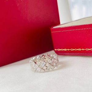Luksusowe markowe pierścionki projektant pełne kwadratowe prostokątne cyrkonie oświadczenie szerokie akcesoria do palców dla kobiet mody para miłośników biżuteria ślubna z pudełkiem