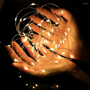 Strängar 10 m 100Led Fairy Light LED Copper Wire String Lights Outdoor Garland Wedding For Home Christmas Garden Holiday Decoration