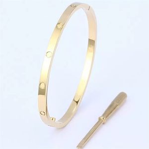 Charm Bangle Women's Lett Prezent Srebrna wysokiej jakości bransoletka Tytanowa stalowa stal Pełna diamentowe projektant bransoletki boczne nit rivet męskie panie 3 kolory z aksamitnymi torbami