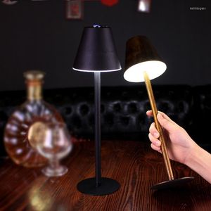 Bordslampor laddningsbart j￤rn Modern vintage lampdisk bredvid nattljus LED -gl￶dlampan Dimning Atmosf￤r Bar vardagsrum sovrummet
