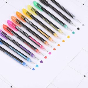 Kolory Pióry Glitter Gel Pen jasny fluorescencyjny atrament sztuka DIY rysowanie pióra do kolorowanki dla dorosłych rysowanie markerów doodlingowych