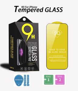 9D Full Cover Displayschutzfolie für iPhone 15 14 13 Pro Max 7 6 8 XR XS 11 12 HD Clear Tempered Glass Film mit Einzelhandelsverpackung