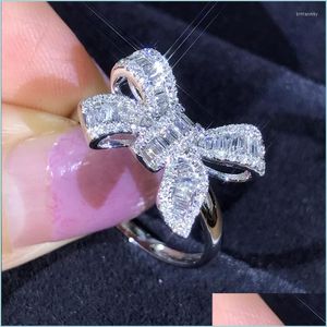 Cluster Ringe Cluster Ringe Frau Schmuck Schmetterling Silber Hochzeit für Paare 925 Sterling Retro Diamant gefüllt Damen Verlobung Lux Dhgc8