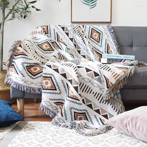 Chair Covers Bohemia Ethnic Style Sofa Towels Geometric Plaid Tassel Blanket Nap Throws Double Side Tapestry Bedspread On The Bed