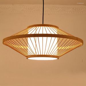 Pendant Lamps Dia 50cm Hand Knitting Bamboo Lamp Light Fixture Japan Style Tatami Hanging For Dining Room Restaurant Tea