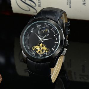 Najlepsze luksusowe marki automatyczne zegarek mechaniczny Business Lisure wielofunkcyjny Sun Moon Star Tourbillon Cage ze stali nierdzewnej skórzane zegarki