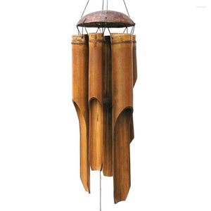 装飾的な置物2022竹の風チャイムビッグベルチューブココナッツウッドハンドメイド屋内と屋外の壁吊りチャイムチャイムデコレーションギフト