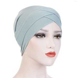 ボールキャップリネンターバンイスラム教徒の女性帽子ストレッチボトム底布クリスタル額野球ランニングメンバイザー
