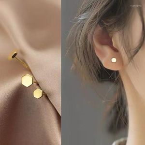 Stud Earrings Fashion Mini Geometric Women 6/8mm Silver/Gold/Black Colors Stainless Steel Charm Jewelry 1 Pair