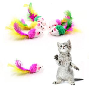 Piuma colorata Grana Piccolo topo Gatto Giocattoli per gatto Piuma Divertente gioco Pet dog Cat Piccoli animali piuma Gattino FY4654 C1028