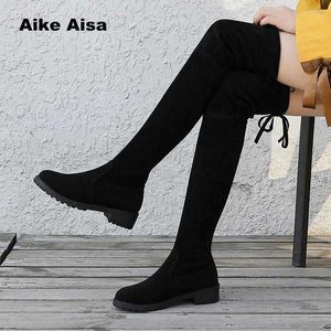 Boots Plus Size 35-41 Winter Over The Knee Women Stretch Fabric Thigh High Sexy Woman Shoes Long Bota Feminina zapatos de mujer Y2210