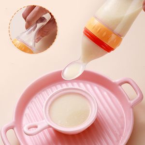 Baby Bottles Spoons Baby Feeding Spoon Infant 90ml Squeezing Bottle Cereal Food Feed Spooned Kids Silicone Utensils Feedings Gadgets