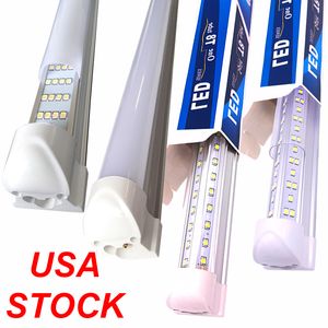 Tubo LED a doppia fila T8 integrato 4Ft 36W 8Ft 72W 100W 144W SMD2835 Lampadine 4 8 piedi Illuminazione a LED Fluorescente Luce diurna ultra luminosa 6500K Luci per negozi CRESTECH