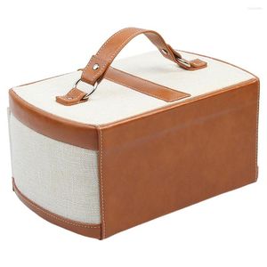 Jewelry Pouches Box Linen Mirror Beige Portable With Removable Tray Women'S Storage Case For Rings Bracelets Earrings Gift Lady