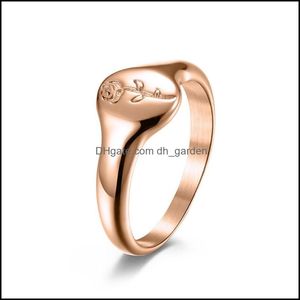 Ringos de cluster anéis de cluster jóias de casamento românticas para mulheres aço inoxidável meninas de aço de aço PVD Gold Plated Rose Signet impermeável dh3y9