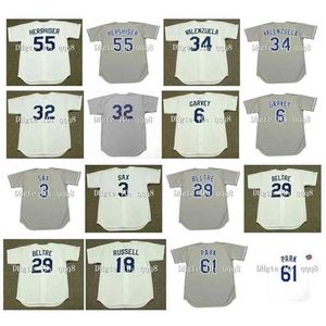 Proword Air01 Vintage La Jerseys 55 Orel Hershiser 34 Fernando Valenzuela 32 Sandy Koufax 6 Steve Garvey 23 Kirk Gibson 16 Hideo Nomo White Grey Baseball