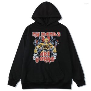 Männer Hoodies 2022 Herbst Baumwolle High Street Muskeln Cartoon Mann Hip Hop Direkte Injektion Verlust Mit Kapuze Lange Ärmel Casual pullover