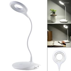 Tischlampen LED-Lampe Touch Schwanenhals Desktop-Ringlicht USB wiederaufladbar 1200 mAh Batterie Studie Lesen Schlafzimmer