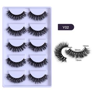 Handgjorda ￥teranv￤ndbara flerlagare False Eyelashes 5 Par Set Soft Vivid Curly Crisscross Thick Mink Fake Lashs Full Strip Lash 8 Models DHL