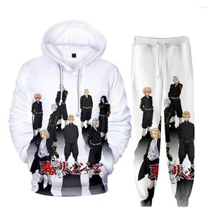 Dwuczęściowe spodnie 2PCS 2PCS Bluz Bluzy Anime Tokyo Revenger Cosplay Zestawy Mody Mężczyźni Track z kapturem unisex harajuku