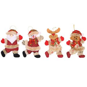 Christmas Tree Decoration Pendant Small Doll Dancing Old Man Snowman Deer Bear Cloth Doll Party Gift Accessories FY3967 F1028