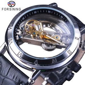 Forsining Minimalist Design Double Side Transparent Men Business Crown Head Skelett Mens Watch Top Marke Luxus Automatic Watch2957