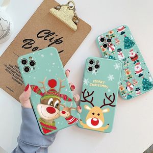 Weihnachten Hirsch Hüllen für iPhone 13 11 12 14 Pro Max XS Max Mini XR X 10 7 8 Plus SE Silikon Cover Fundas