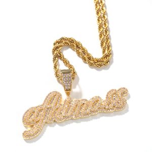 Hip Hop A-Z Personalizado Pequenas Letras Pingente Colar Bling T Zircon 18K Real Banhado A Ouro Jóias