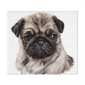 Table Mats Drying Mat Puppy Pug Portrait Painting Heat Insulation Holder Dish Cup Draining Pad Kitchenware