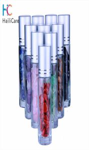 10st Gemstone Essential Oil Flaskor Rollon Roller Storage Bottle Healing Crystal Chips Semiprecious Stones flaskor 209738700