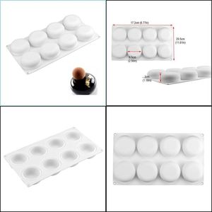 Baking Moulds 8 Hole Round Shape Cake Sile Mold For Diy Bread Chocolate Dessert Brownies Baking Mod 220601 Drop Delivery 2022 Home G Dhyht