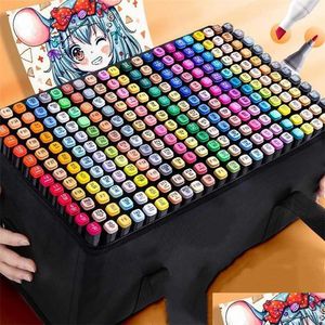 Markers 30/40/60/80/168 Colors Markers Manga Sketching Alcohol Felt Dual Brush Pen Art School Supplies Ding Set 211104 Drop Delivery Dhxba