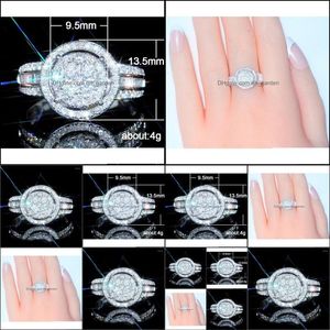 Wedding Rings Wedding Rings Luxury Engagement For Women Fashion Jewelry Fl Inlay Tiny Shiny Cubic Zirconia Female Anelwedding Brit22 Dhqqn