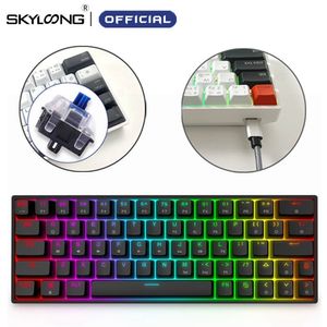 Klavyeler Skyloong GK64 Optik Takas Oyun Mekanik Kablolu Programlanabilir 64 Anahtar Gamer RGB PCWIN GK61 221027