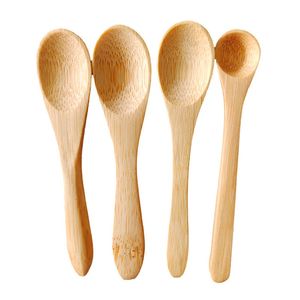 Mini Ice Cream Spoon Natural Bamboo Dessert Scoop Western Wedding Party Table Kitchen Coffee Accessories Tools WJ D3
